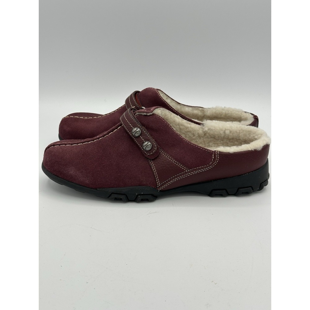 Cole Haan Suede Mules Waterproof Slip Women's Size 9.5B Burgundy Red Ons